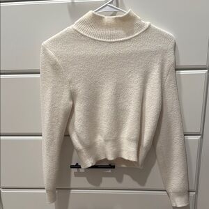 Zara Cream Cowl Neck Sweater with Ribbed Detailing
